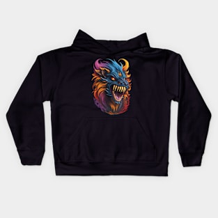 Angry blue beast Kids Hoodie